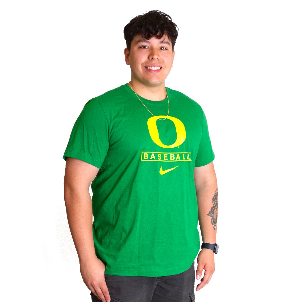 Classic Oregon O, Nike, Green, Crew Neck, Cotton, Men, Baseball, T-Shirt, 817404